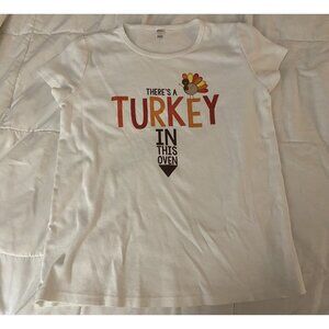 3/$15 SALE - Thanksgiving Maternity Pregnancy T-shirt Turkey In The Oven Size L